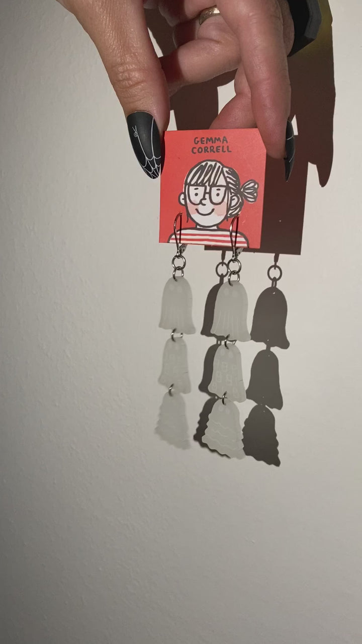 Gemma Correll Fashionable Ghost Stack Dangle Earrings