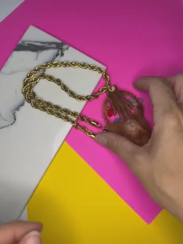 Frida Kahlo inspired chunky necklace sample (bin C-091)