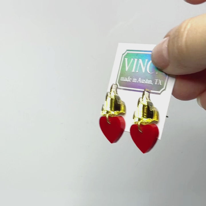 Feeling a little heart burn earrings in red