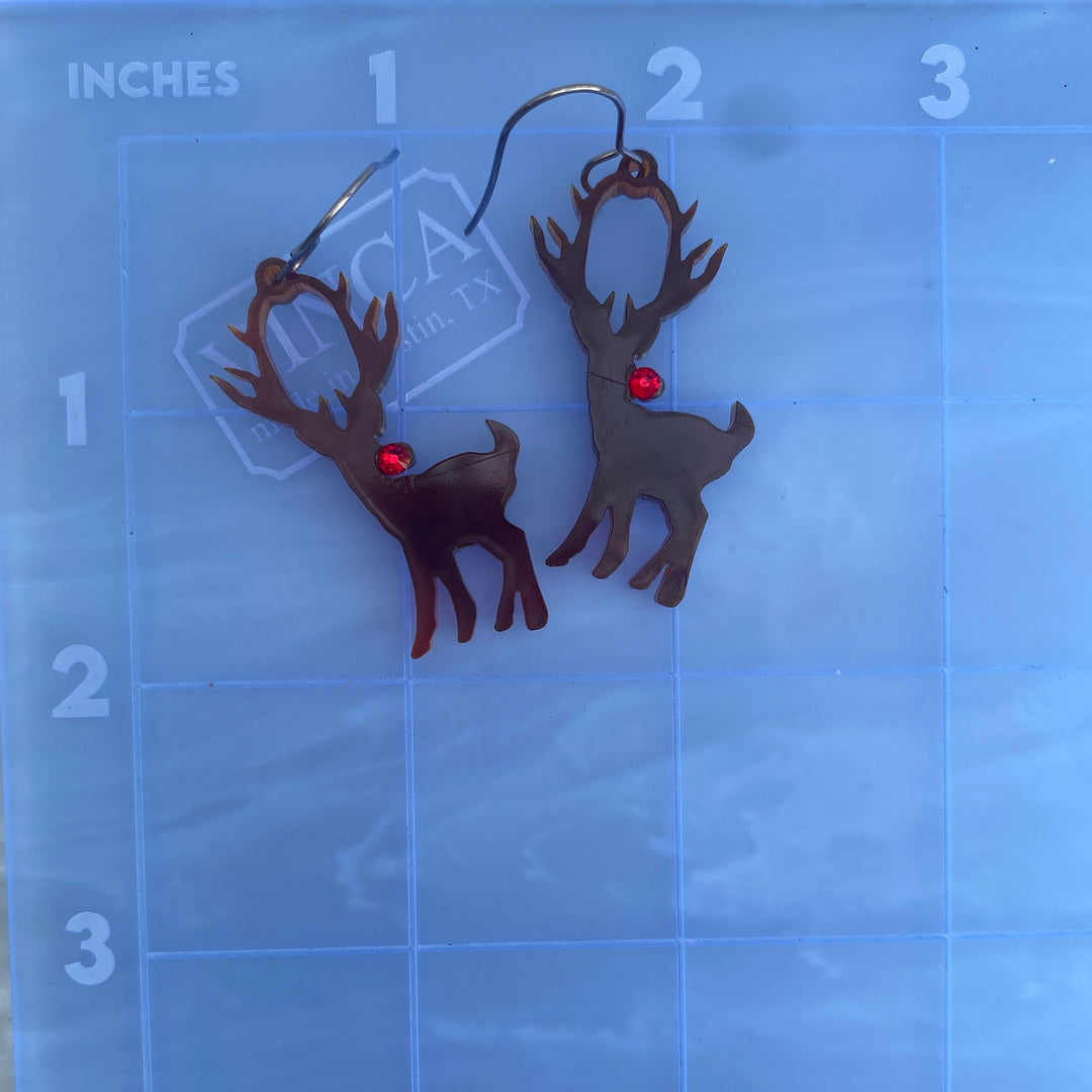 Sample Rudolph the Red-Nosed Reindeer Hook Earrings (bin A-06-06)