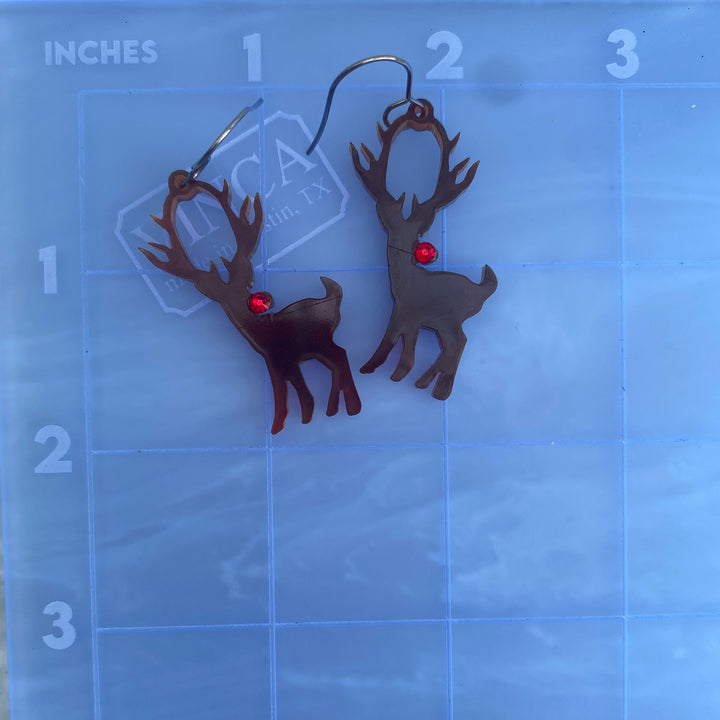 Sample Rudolph the Red-Nosed Reindeer Hook Earrings (bin A-06-06)