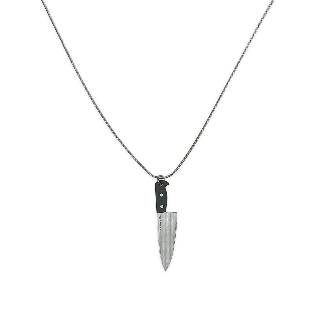 Knife necklace for chefs, cooks, horror movie fans, Halloween lovers and teue crime enthusiasts. 