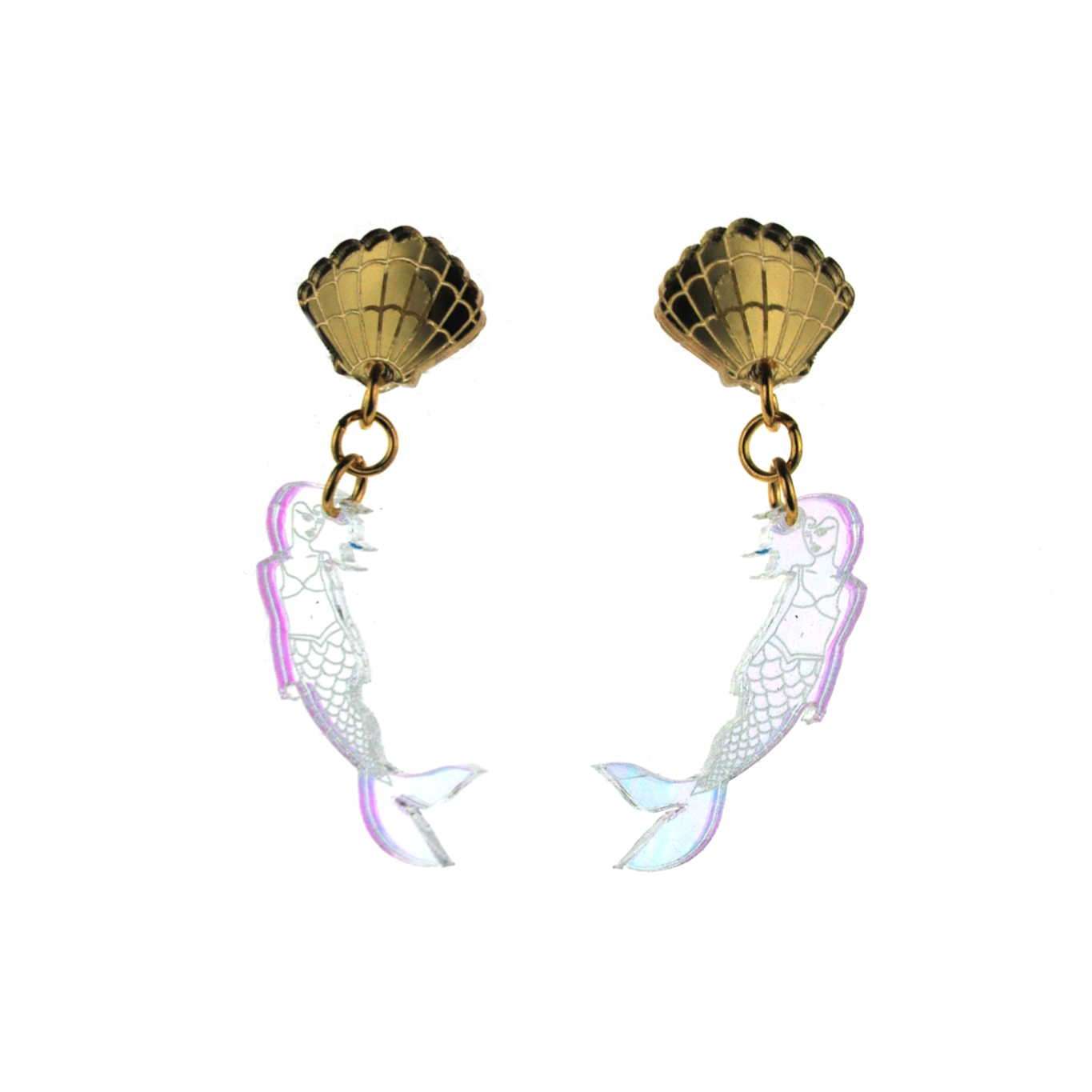 Shell and Mermaid Dangle Earrings