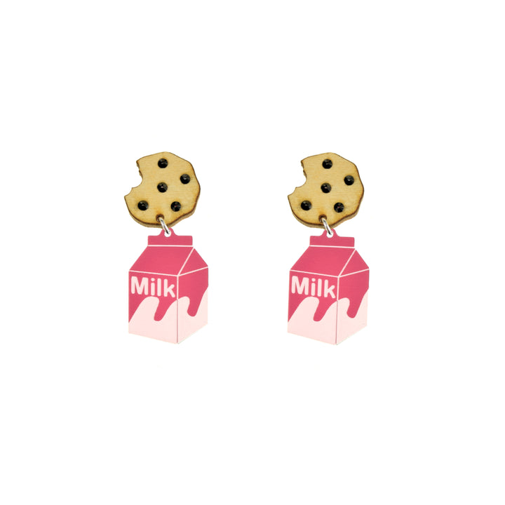 Pink Milk and Cookie Dangle Earrings