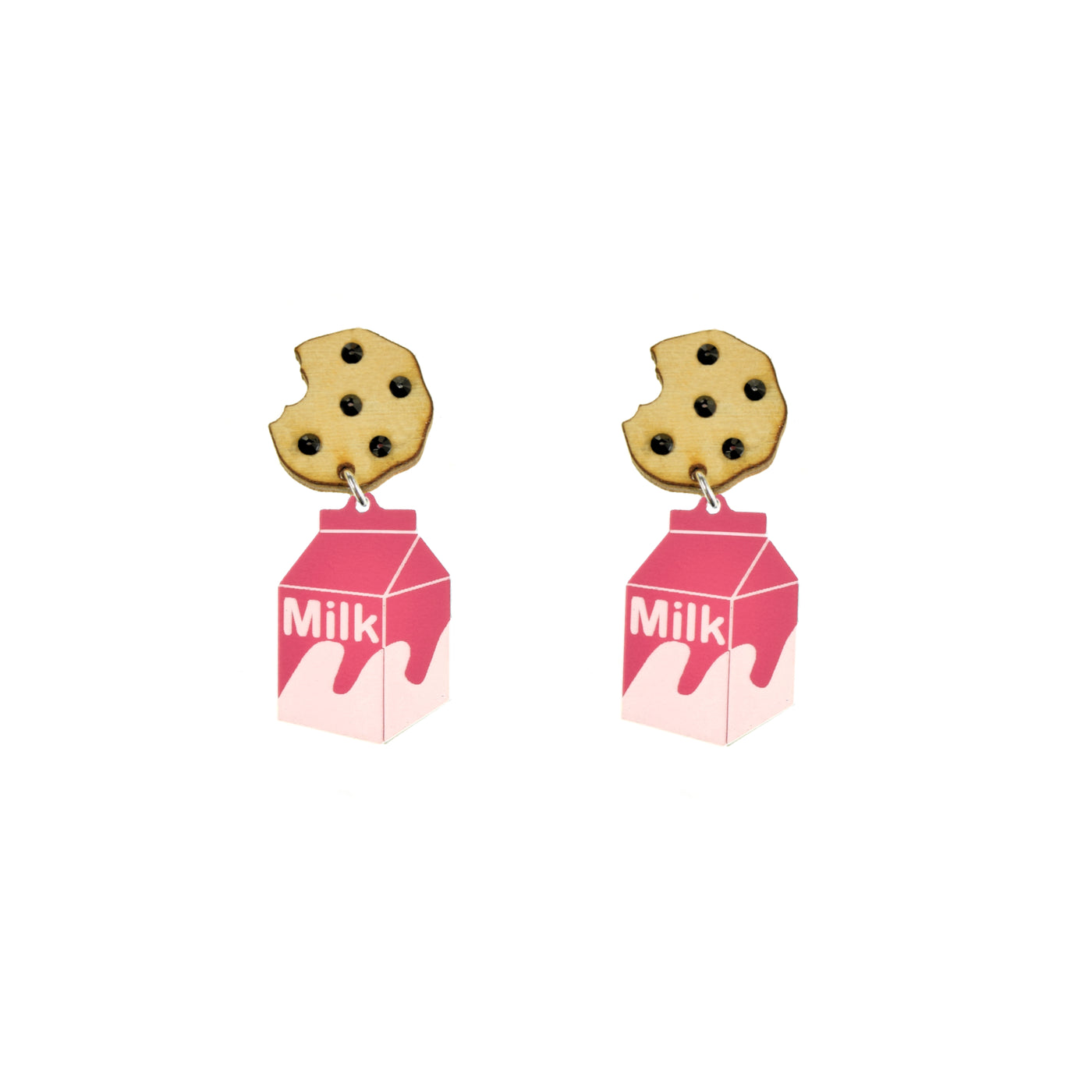 Pink Milk and Cookie Dangle Earrings