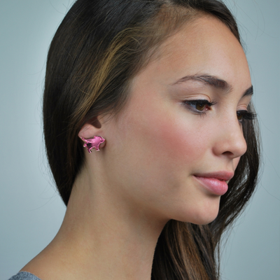 Flying Pig Earrings in Mirror Pink