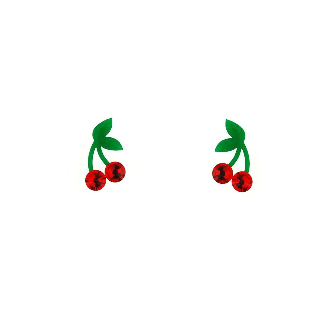 cute handmade cherry earrings on a white background