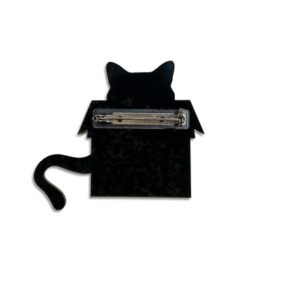 PsPsPsPecial Delivery - Cat in a Box Brooch