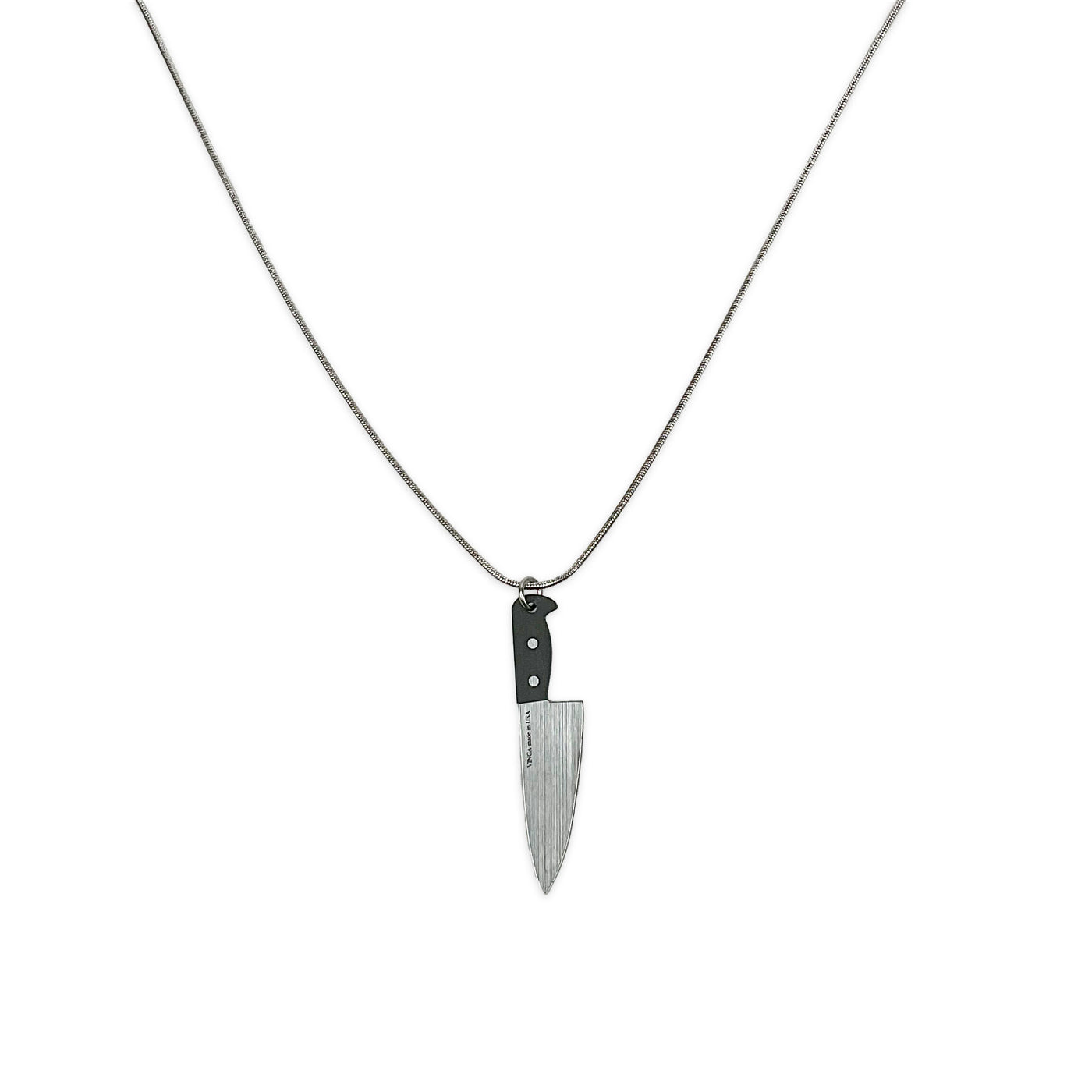 Chef's Knife Necklace in Silver/Black