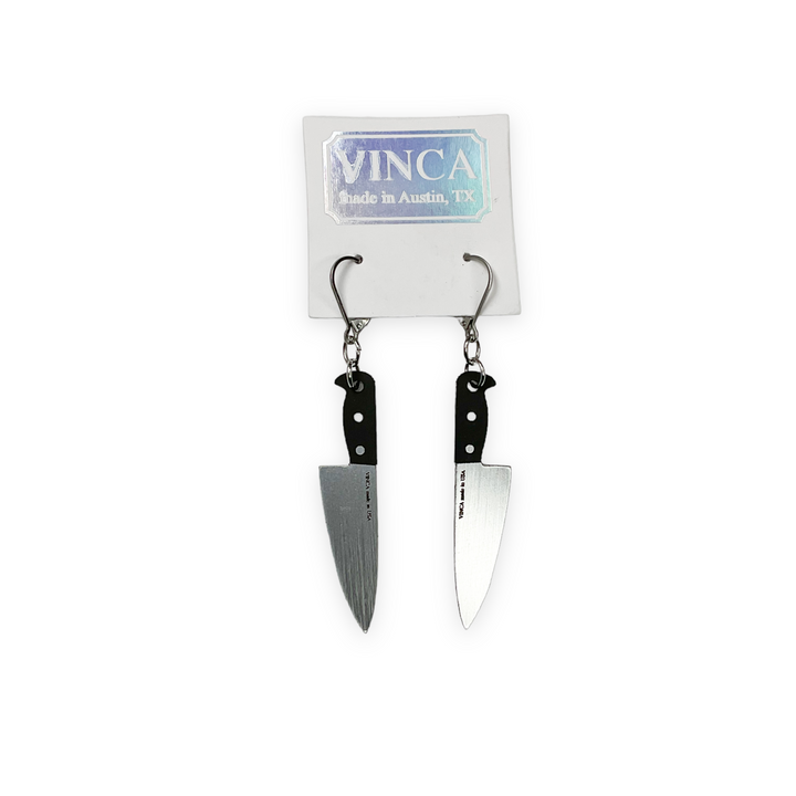 Midi 2” Knife Dangle Earrings - brushed silver