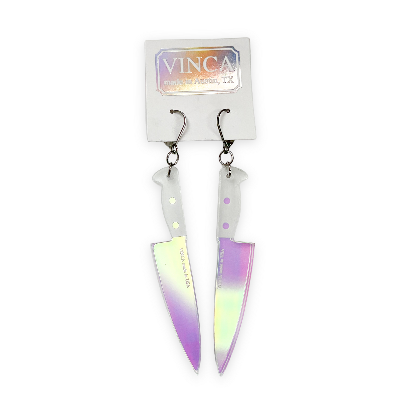 XL 3” Knife Dangle Earrings - iridescent
