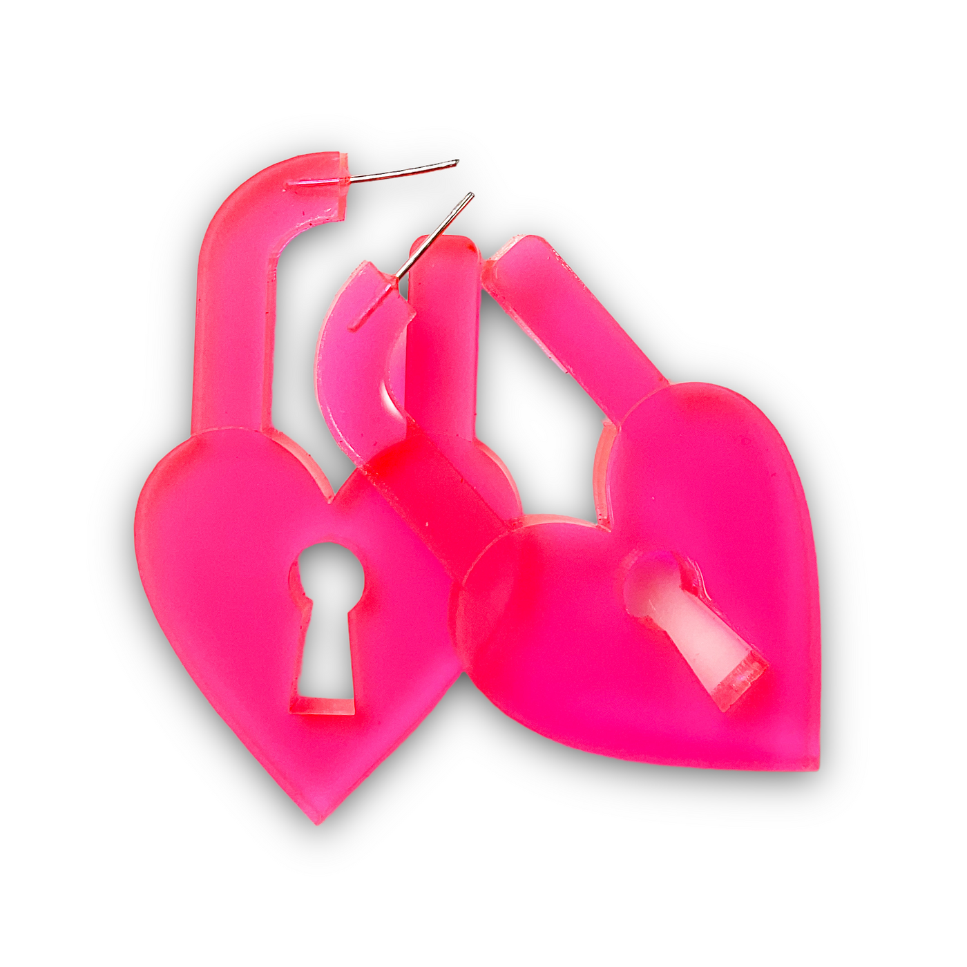 Locky In Love Chunky Earrings - Clear Pink