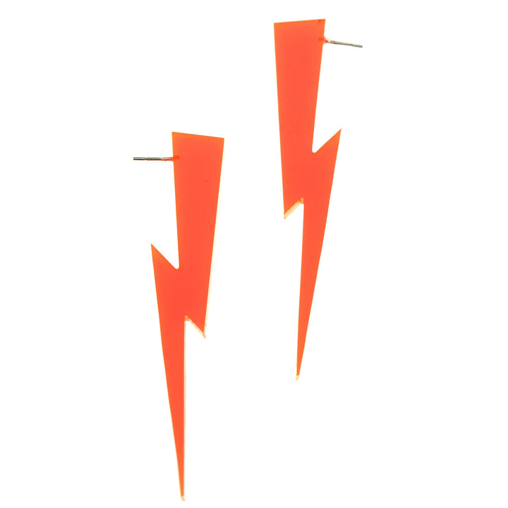 Last Chance! Lightning Bolt Earrings in Clear Orange