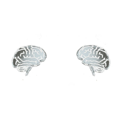 Brain Earrings in Mirror Silver