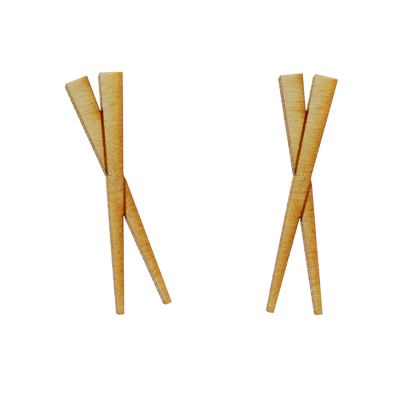 Chopstick Earrings by Vinca in birch wood