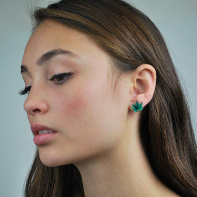 Hemp Earrings in Mirror Green