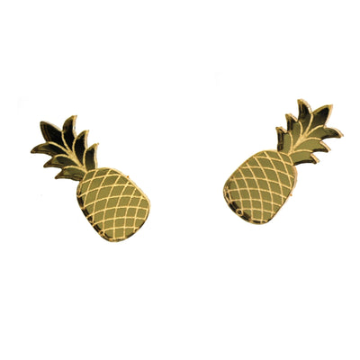 Pineapple Earrings in Mirror Gold
