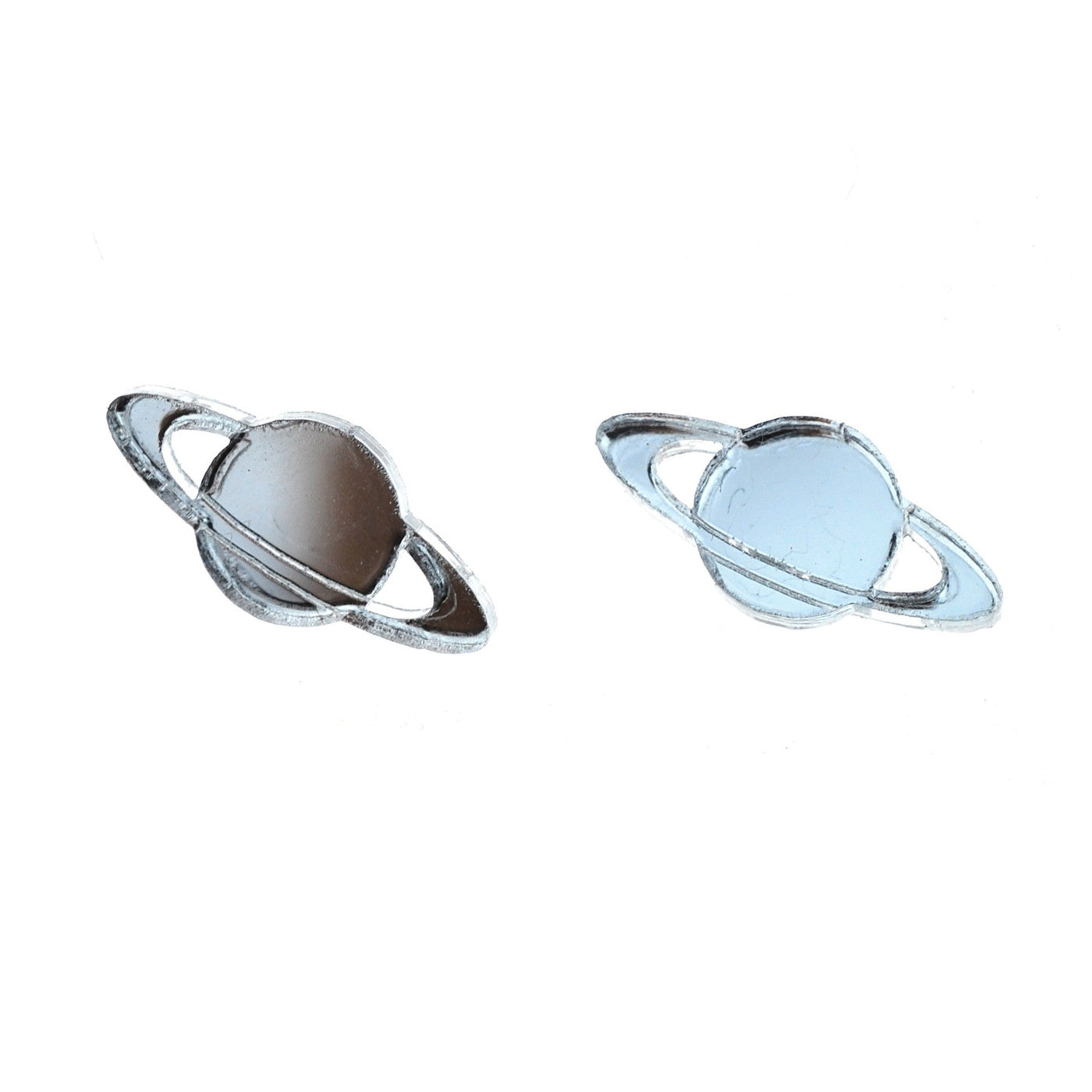 Saturn Earrings in Mirror Silver