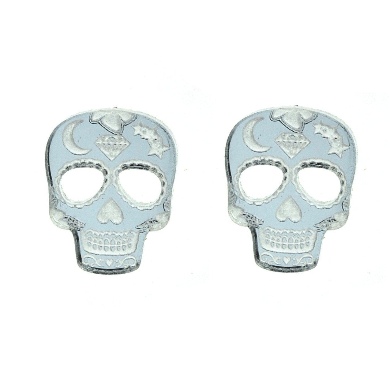 Sugar Skull Earrings in Mirror Silver